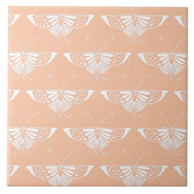 Carreau Papillon Deco stylisé - pêche douce (Devant)