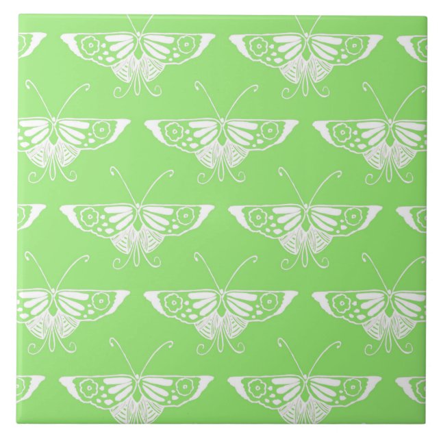 Carreau Papillon Deco stylisé - vert citron (Devant)