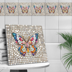 Carreau Papillon en mosaïque colorée