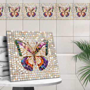 Carreau Papillon en mosaïque colorée