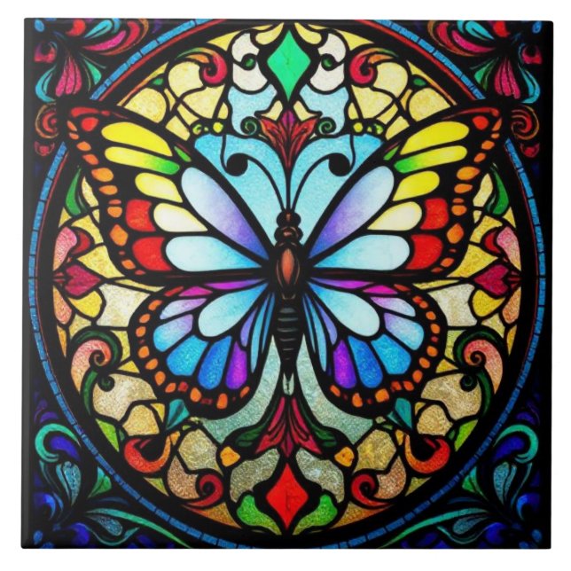 Carreau Papillon en verre coloré Vibrant Art (Devant)