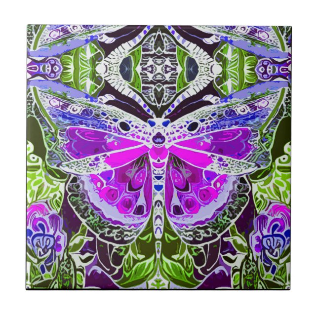 Carreau Papillon et Médaillon Motif Batik en violet (Devant)