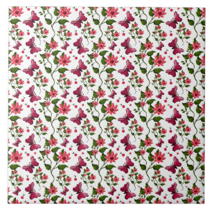 Carreau Papillon floral de jardin printanier moderne cadea