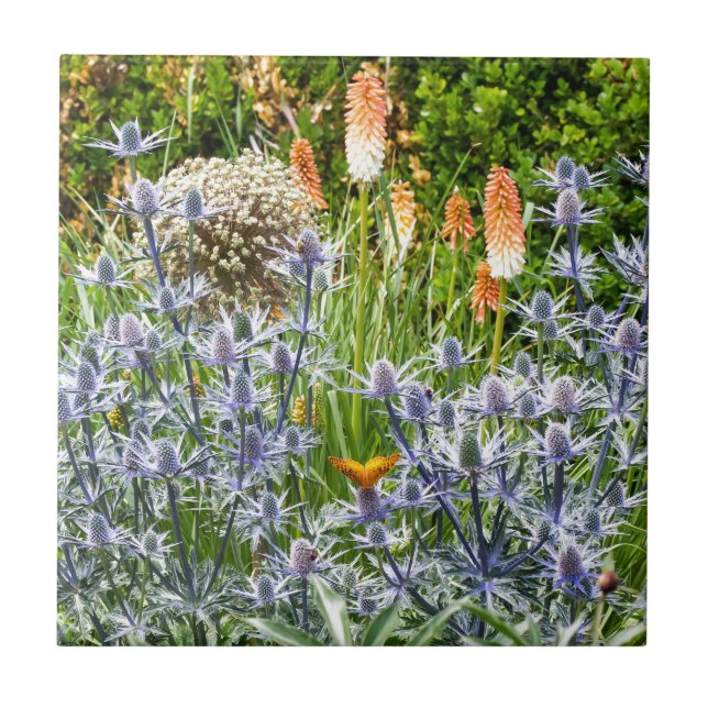 Carreau Papillon Fritillaire Dans Un Jardin Estival (Devant)