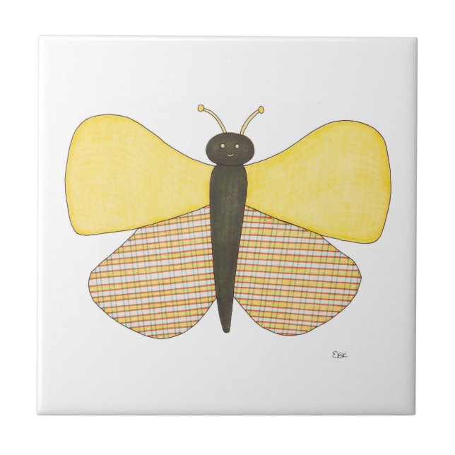 Carreau Papillon gai Art Tile-Erin Brie Art céramique (Devant)