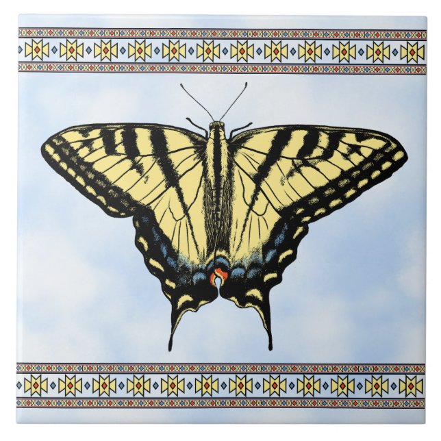 Carreau Papillon géométrique jaune du Sud-Ouest  (Devant)