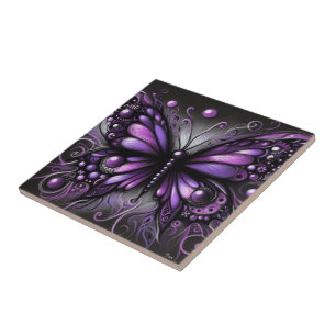 Carreau Papillon gothique blanc violet noir couleur