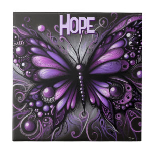 Carreau Papillon gothique fantaisiste violet personnalisé