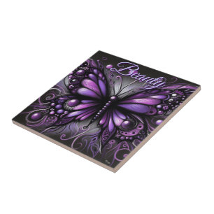 Carreau Papillon gothique fantaisiste violet personnalisé