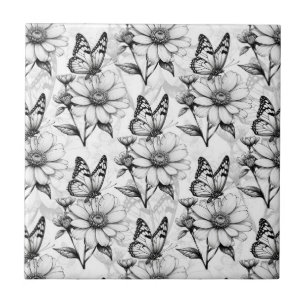 Carreau Papillon minimaliste sur la conception Motif de fl