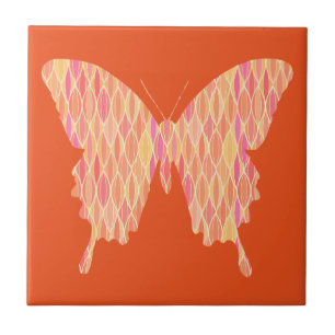 Carreau Papillon, motif abstrait en rose, orange, pêche