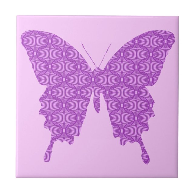 Carreau Papillon, motif abstrait, lavande et violet (Devant)