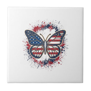 Carreau Papillon Patriotique Gravure Vintage Vector Design