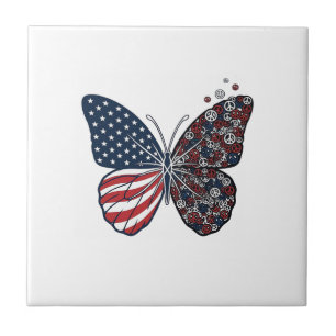 Carreau Papillon patriotique vintage de la paix Vector Art