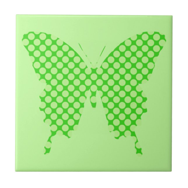 Carreau Papillon, points rétro, nuances vert citron (Devant)