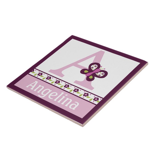 Carreau Papillon Sugar Plum personnalisé Nom de lettre Car (Côté)