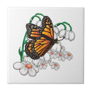 Carreau Papillon sur fleurs