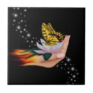 Carreau Papillon sur Lotus Bloom