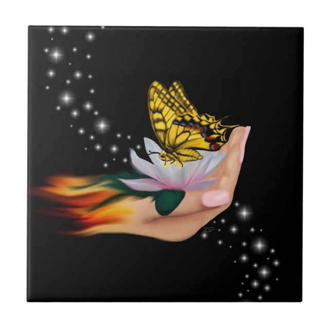 Carreau Papillon sur Lotus Bloom (Devant)