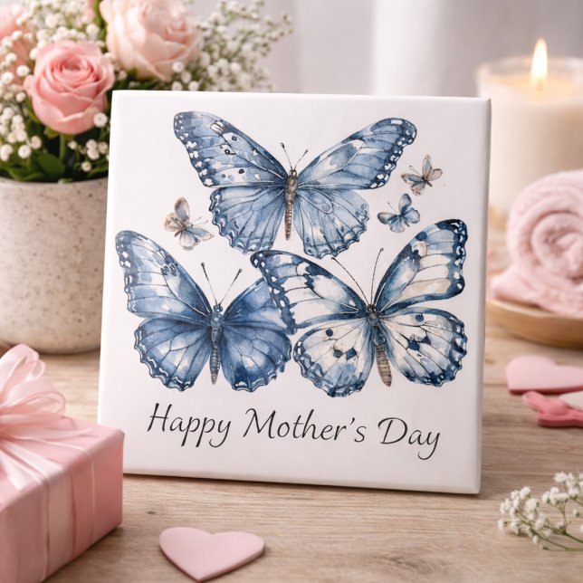 Carreau Papillons dans Delft Blue, personnalisable (Créateur téléchargé)