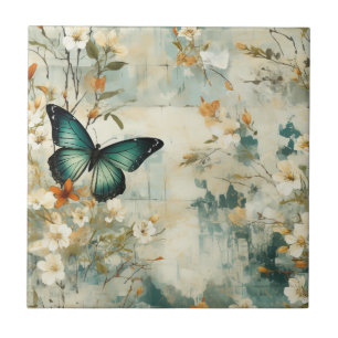 Carreau Papillons et fleurs Vintages colorés (6)