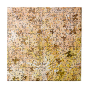 Carreau Papillons et Marguerite-Bruns de puzzle par
