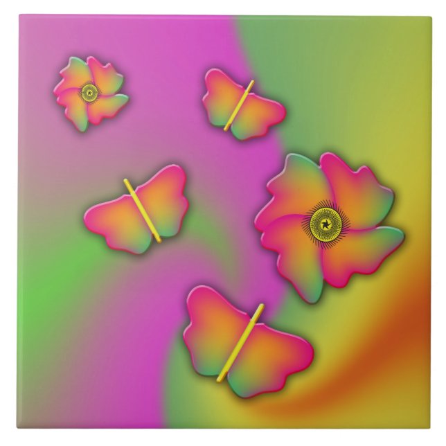 Carreau Papillons & Fleurs (Devant)