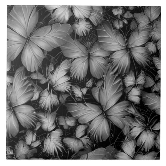 Carreau Papillons gris Imprimer (Devant)
