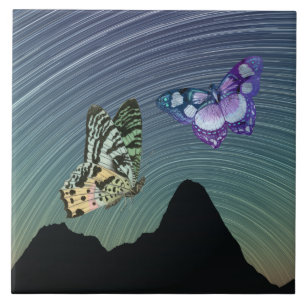 Carreau Papillons pourpres verts et voie Lactée