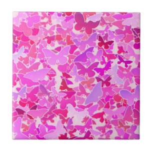 Carreau Papillons, violet, lavande, rose