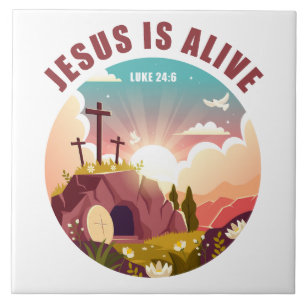 Carreau Pâques chrétiennes Pâques Jésus Tombe vide & Croix