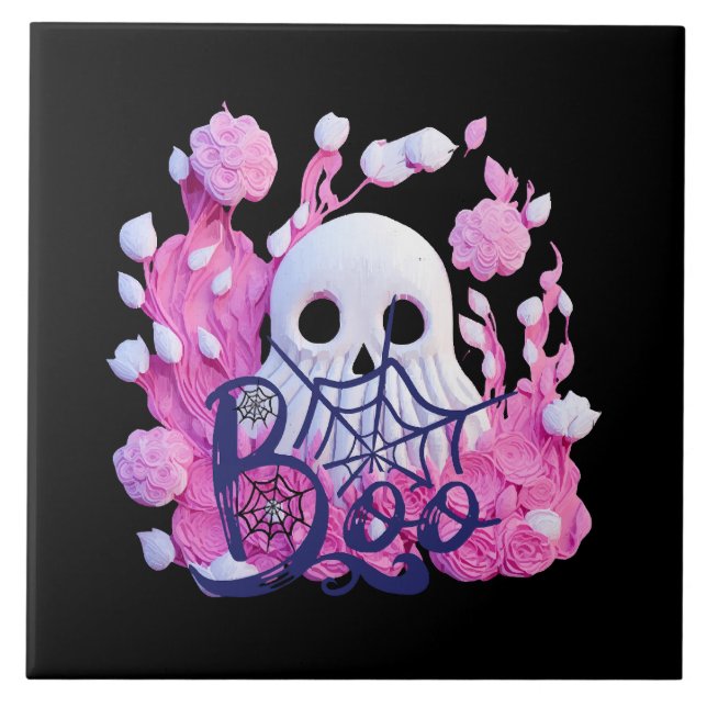 Carreau paquet de fantôme mignon Halloween boo (Devant)