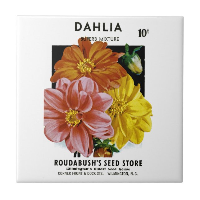Carreau Paquet de semences Vintage Dahlia (Devant)