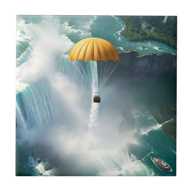 Carreau Parachute Au-Dessus Des Chutes Du Niagara Dans Un  (Devant)