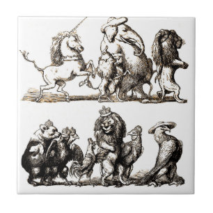 Carreau Parade d'animaux de livre d'images vintage : Art m