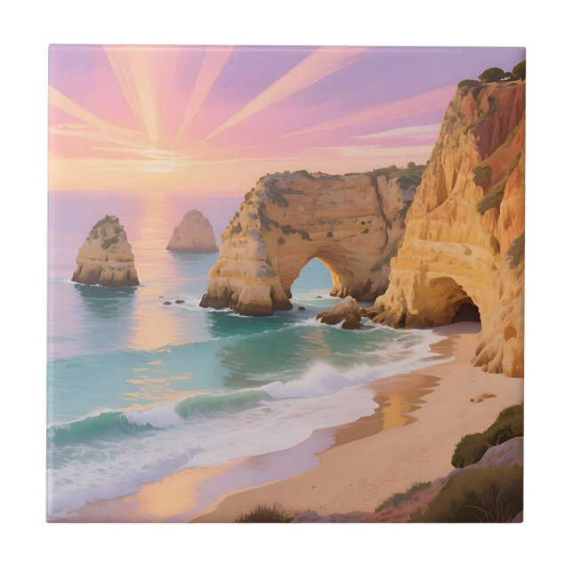 Carreau Paradis des grottes marines au coucher du soleil (Devant)