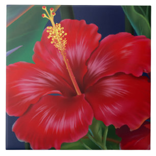 Carreau Paradis tropical Hibiscus hawaïens Tuiles & Trivet