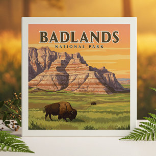 Carreau Parc national des Badlands vintage