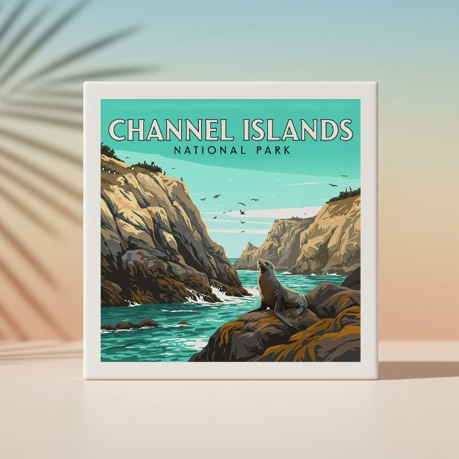 Carreau Parc national des îles vintage Channel (Créateur téléchargé)