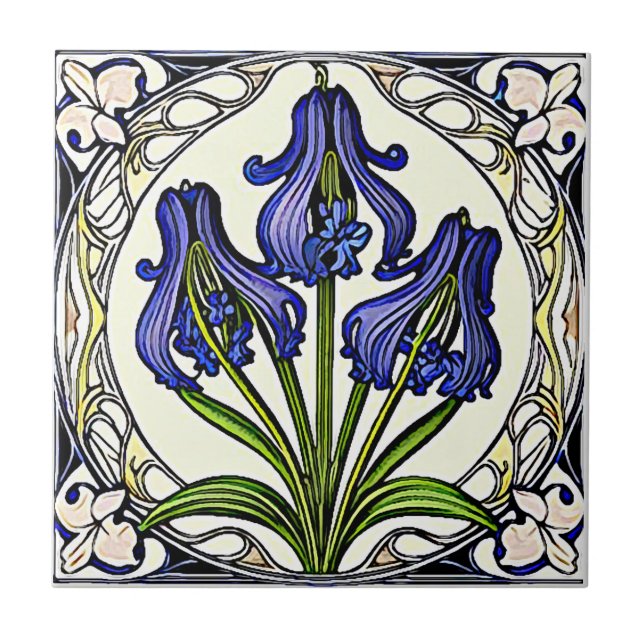 Carreau Parfum de fleurs bleu Art nouveau 1 (Devant)
