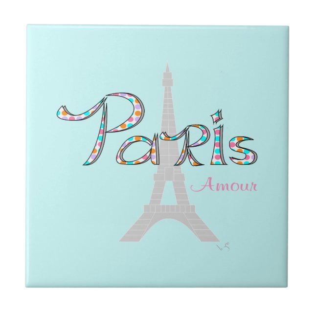 Carreau PARIS Amour avec Tour Eiffel (Devant)