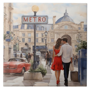 Carreau Paris Amour : Couple romantique près de la gare mé
