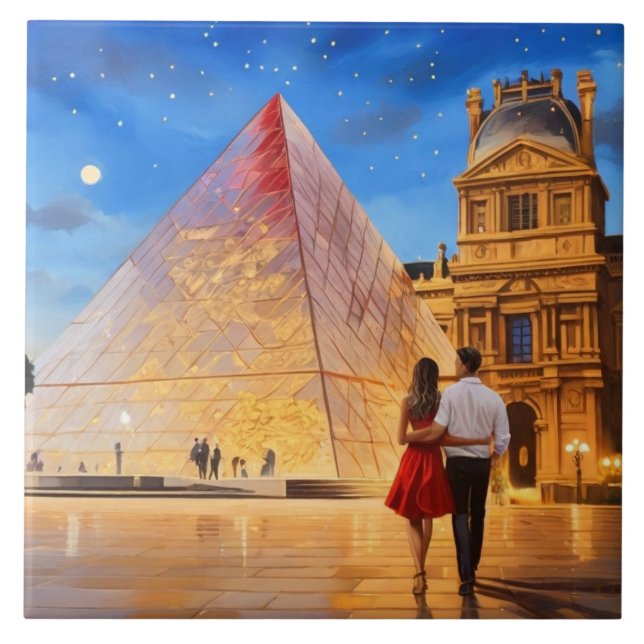 Carreau Paris Amour : Couple Romantique Pyramide du Musée  (Devant)