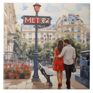 Carreau Paris Amour: Promenade française romantique près d