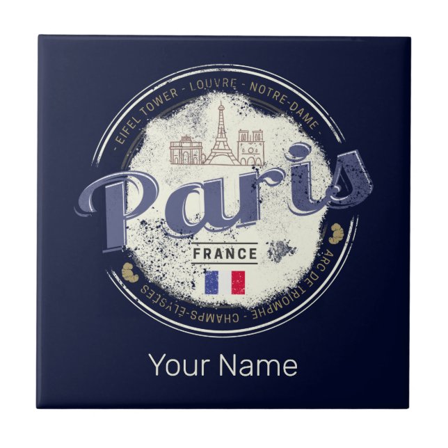 Carreau Paris Capitale France Tour Eiffel Souvenir Vintage (Devant)