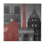 Carreau Paris Elevages par nuit - Rouge<br><div class="desc">"Paris Elevations by Night Red" par Fab Funky. Les célèbres monuments de Paris la nuit dans des tons rouges et gris.</div>