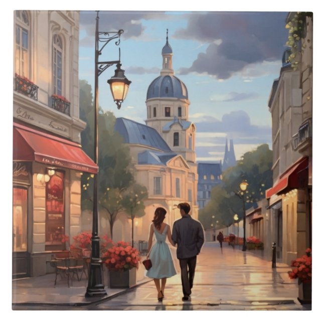 Carreau Paris Love: Romantic Couple Evening Stroll France (Devant)
