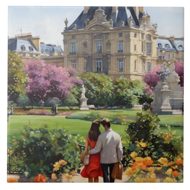 Carreau Paris Love: Romantic Couple Jardin du Luxembourg (Devant)