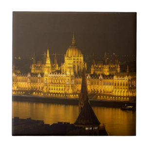 Carreau Parlement hongrois Budapest la nuit