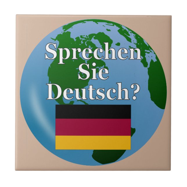 Carreau Parles-tu allemand ? en allemand. Drapeau et globe (Devant)
